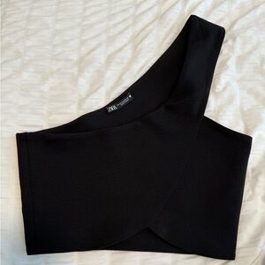 Zara Black One-Shoulder Top
